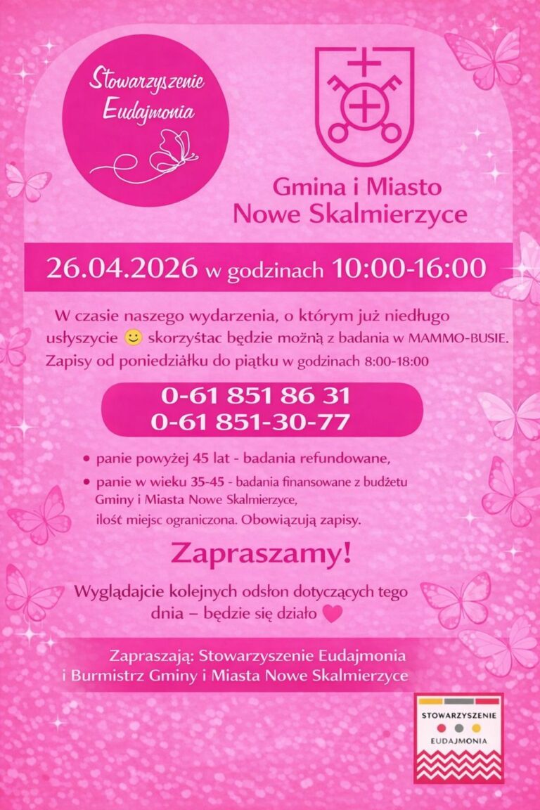 🌸 Badania w MAMMO–BUSIE już 26 kwietnia 2026! 🌸